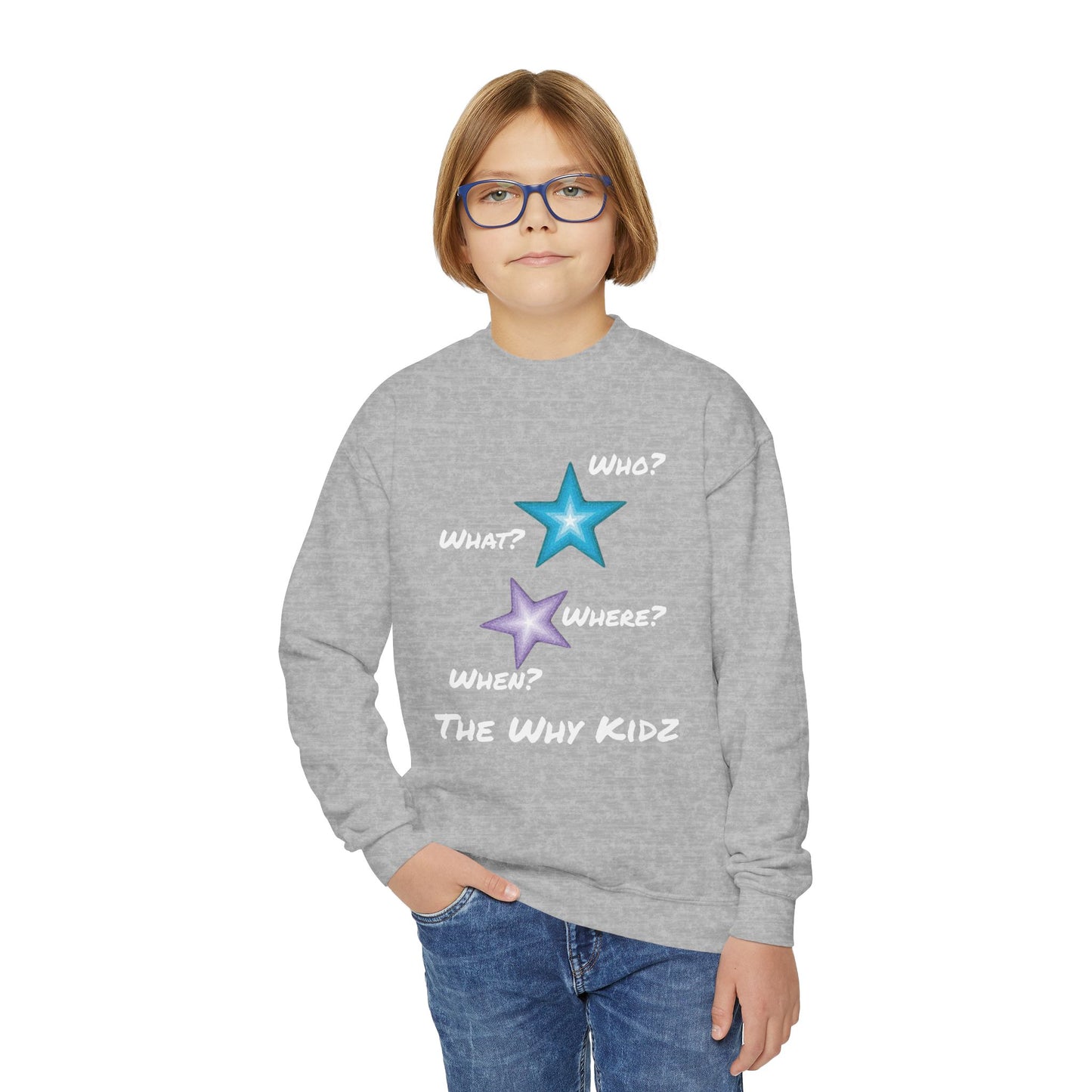 Youth Crewneck Sweatshirt - The Why Kidz Star and Untouched Design
