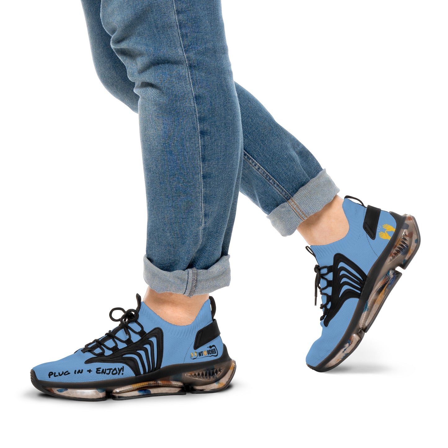 Baby Blue UNTOUCHED Men's Mesh Sneakers 'That U Letter'
