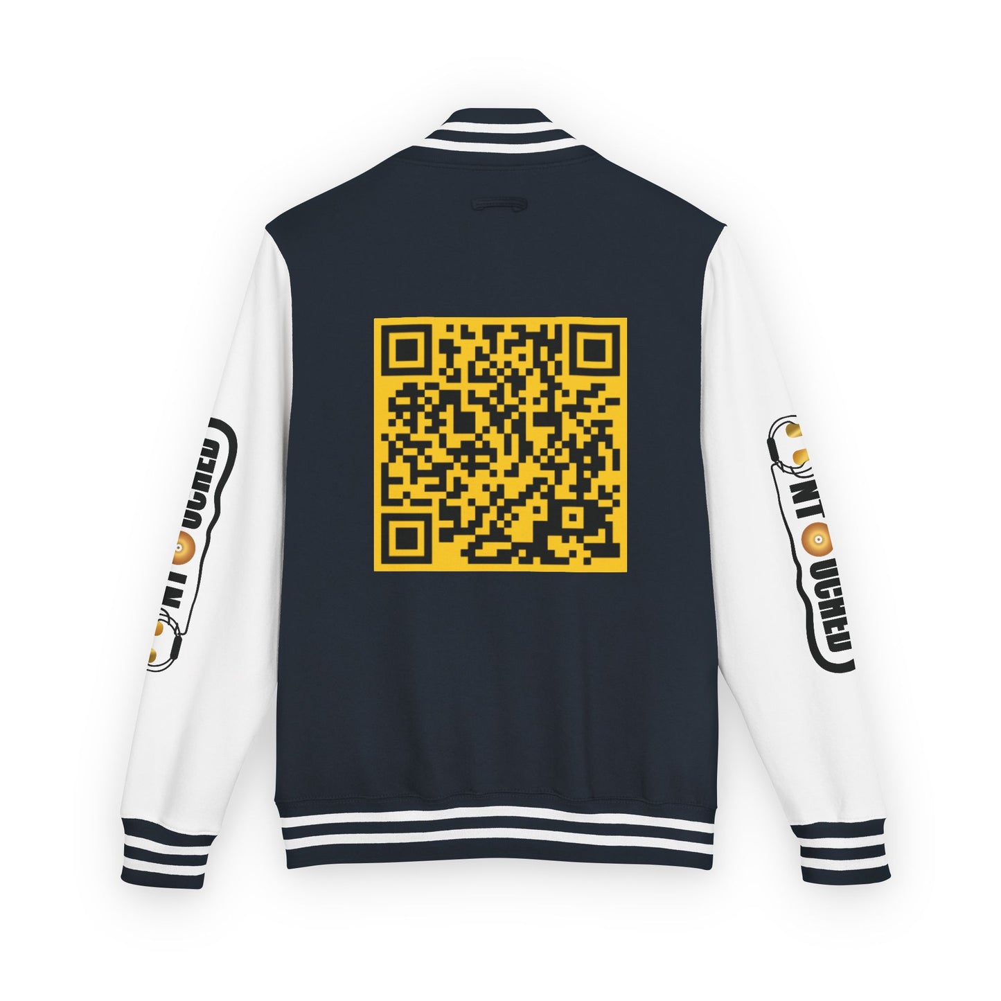 Stylish Unisex UNTOUCHED Letterman Jacket with QR Code Design