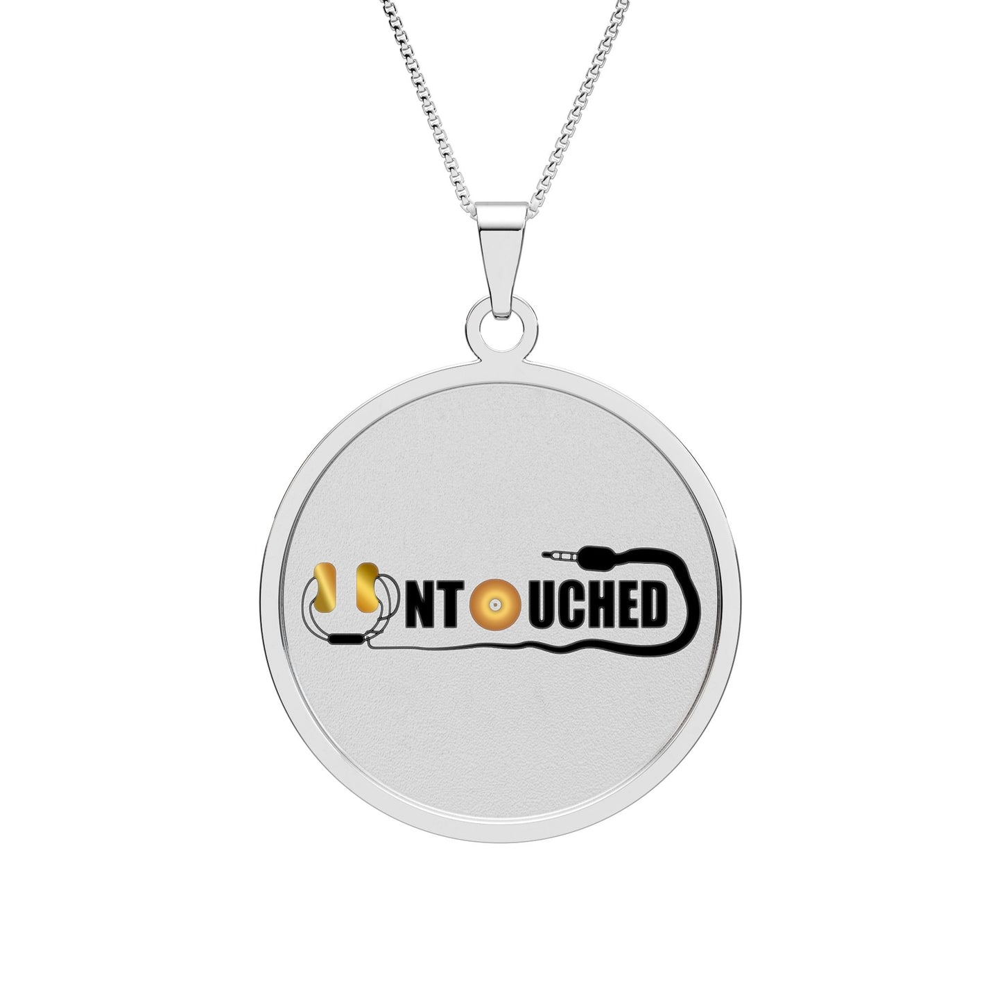 Round Photo Pendant Necklace — "Don't Touch" Statement Charm