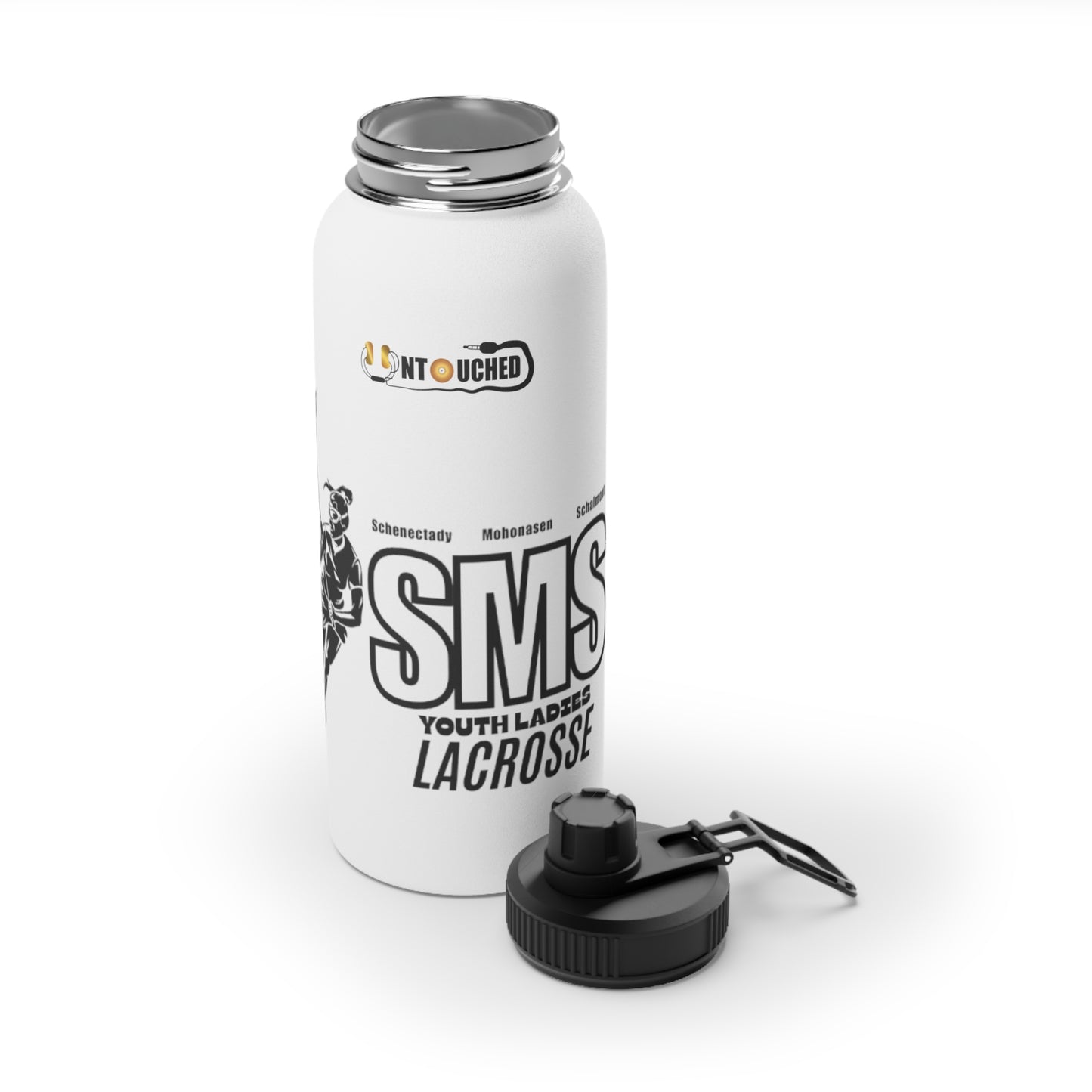 SMS Stainless Steel Water Bottle with Sports Lid - Youth Ladies Lacrosse