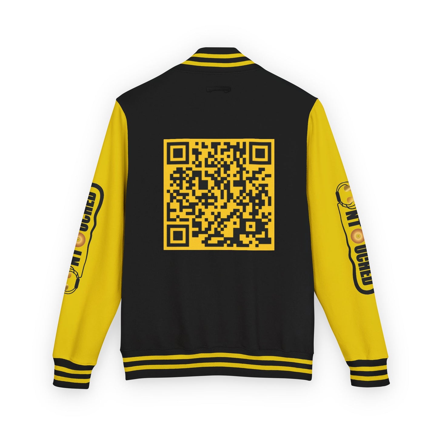 Stylish Unisex UNTOUCHED Letterman Jacket with QR Code Design