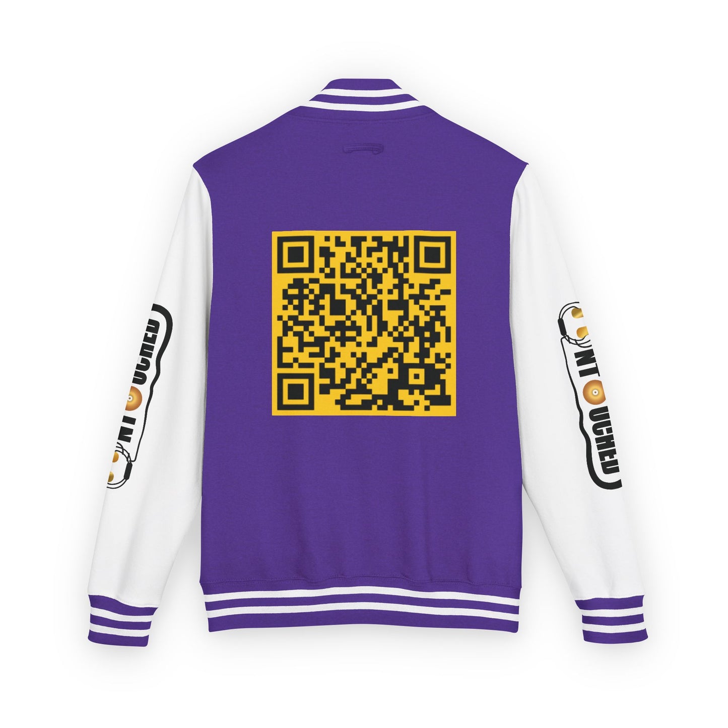 Stylish Unisex UNTOUCHED Letterman Jacket with QR Code Design
