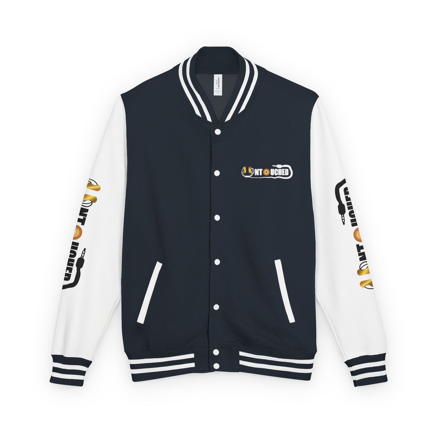 Stylish Unisex UNTOUCHED Letterman Jacket with QR Code Design