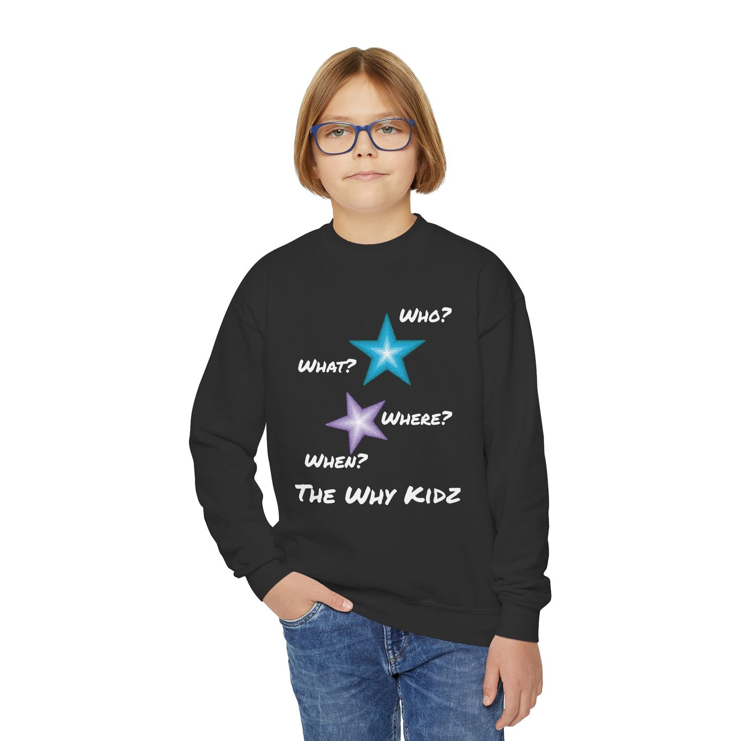 Youth Crewneck Sweatshirt - The Why Kidz Star and Untouched Design