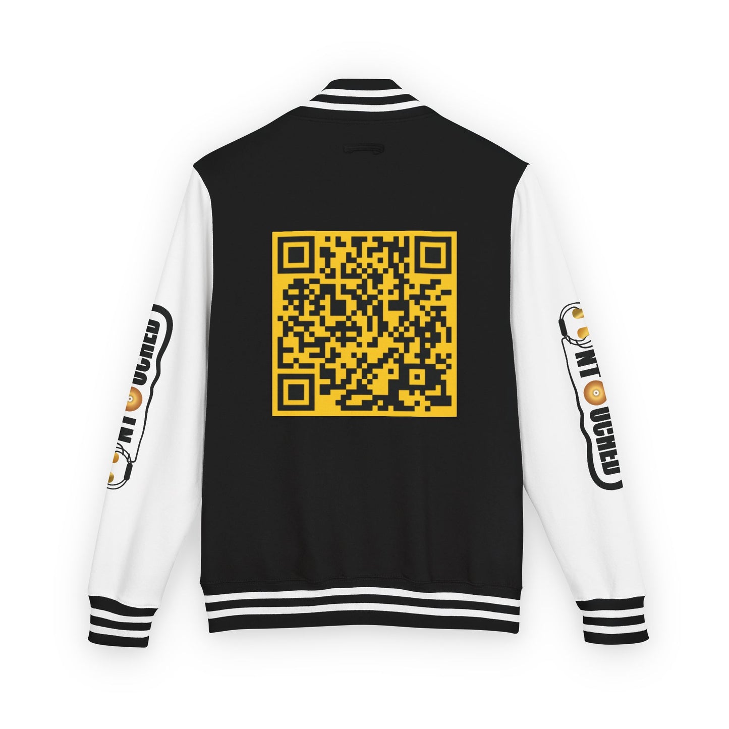 Stylish Unisex UNTOUCHED Letterman Jacket with QR Code Design
