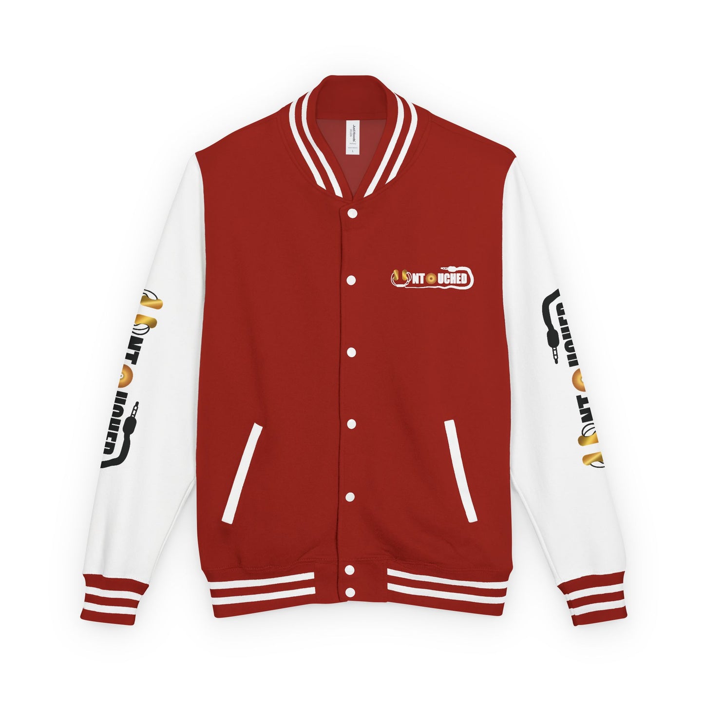 Stylish Unisex UNTOUCHED Letterman Jacket with QR Code Design