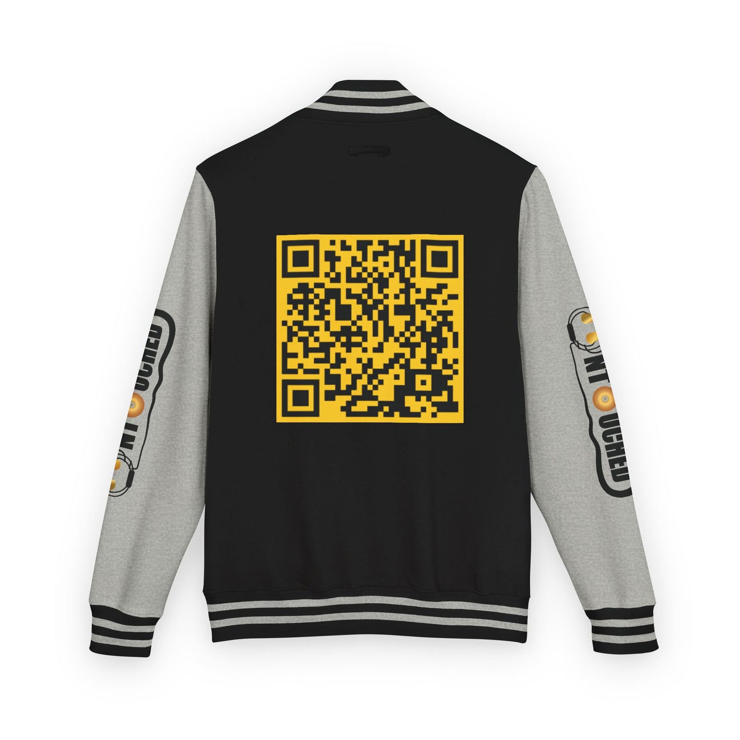 Stylish Unisex UNTOUCHED Letterman Jacket with QR Code Design