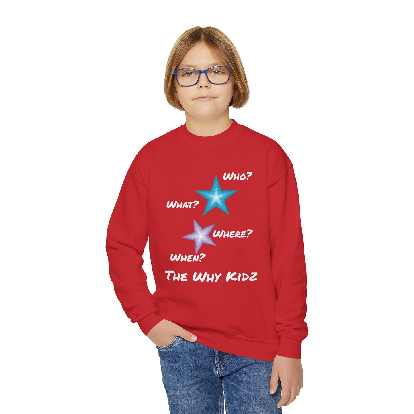 Youth Crewneck Sweatshirt - The Why Kidz Star and Untouched Design