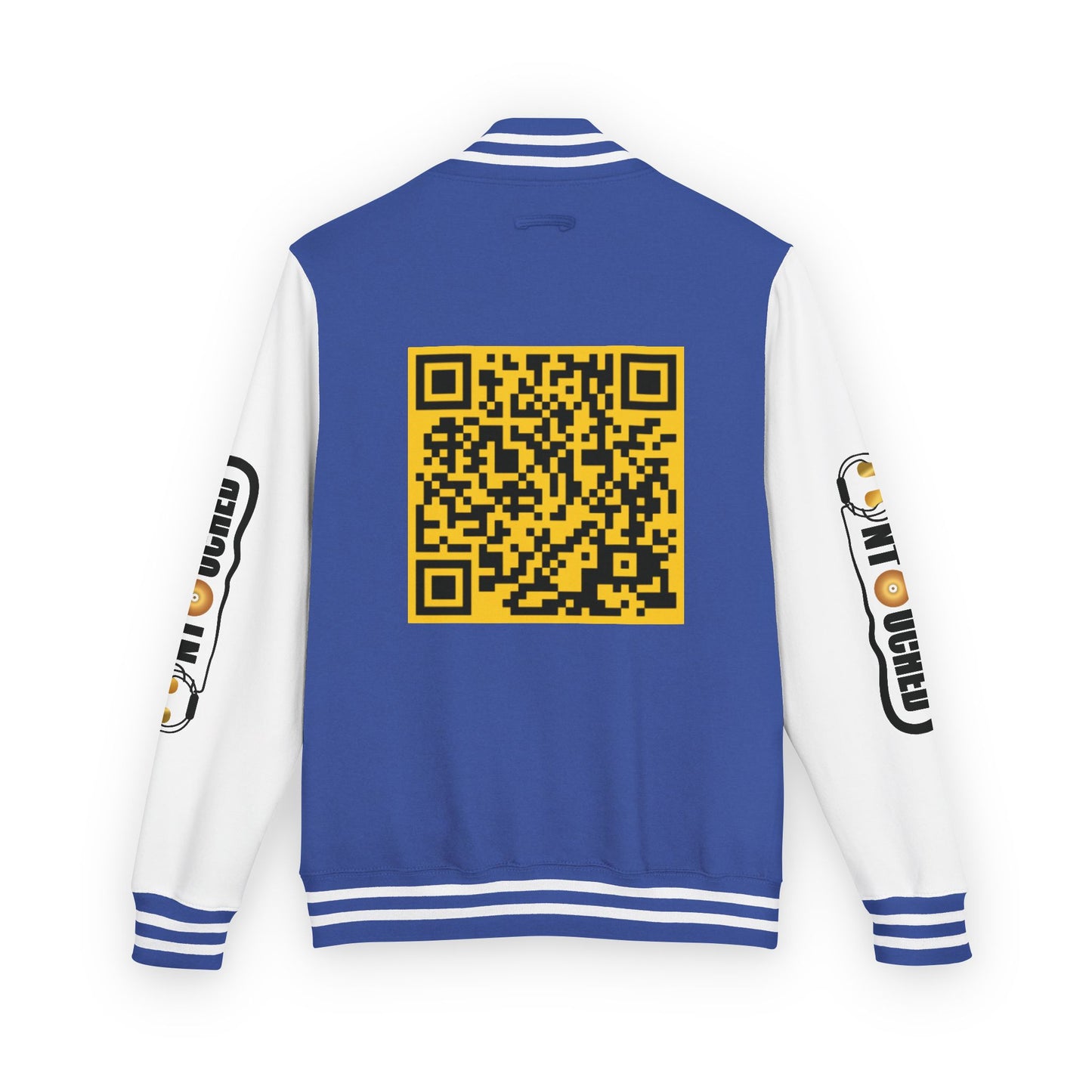Stylish Unisex UNTOUCHED Letterman Jacket with QR Code Design