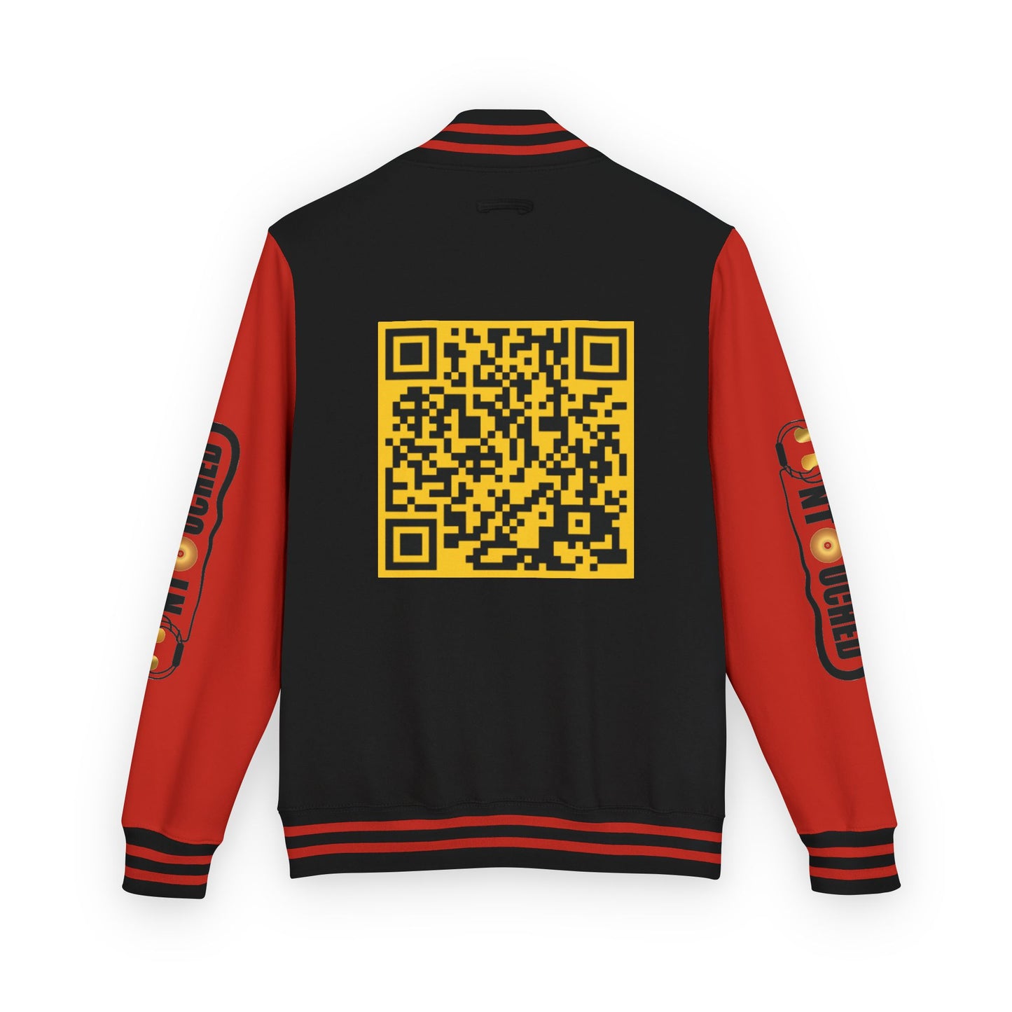 Stylish Unisex UNTOUCHED Letterman Jacket with QR Code Design
