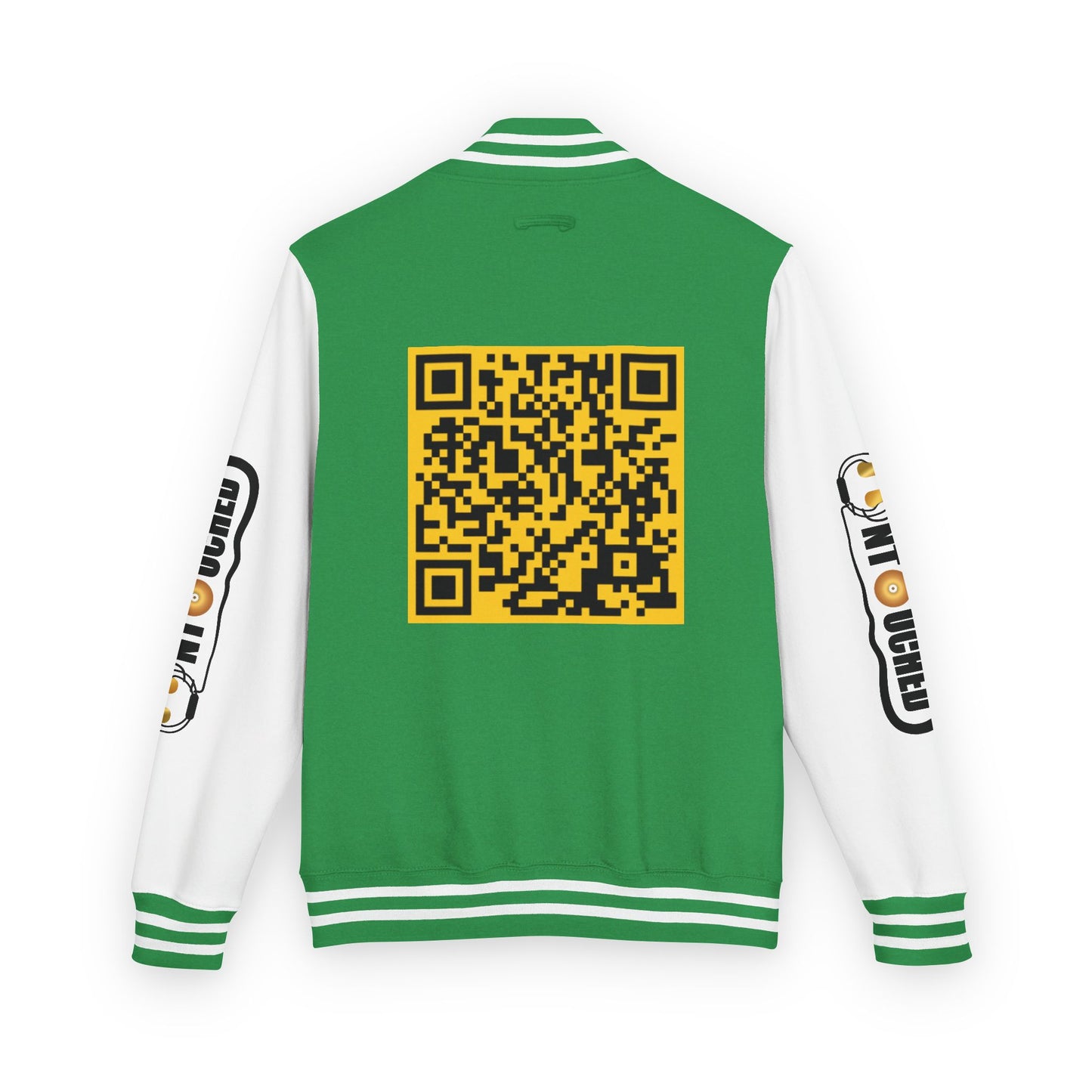 Stylish Unisex UNTOUCHED Letterman Jacket with QR Code Design