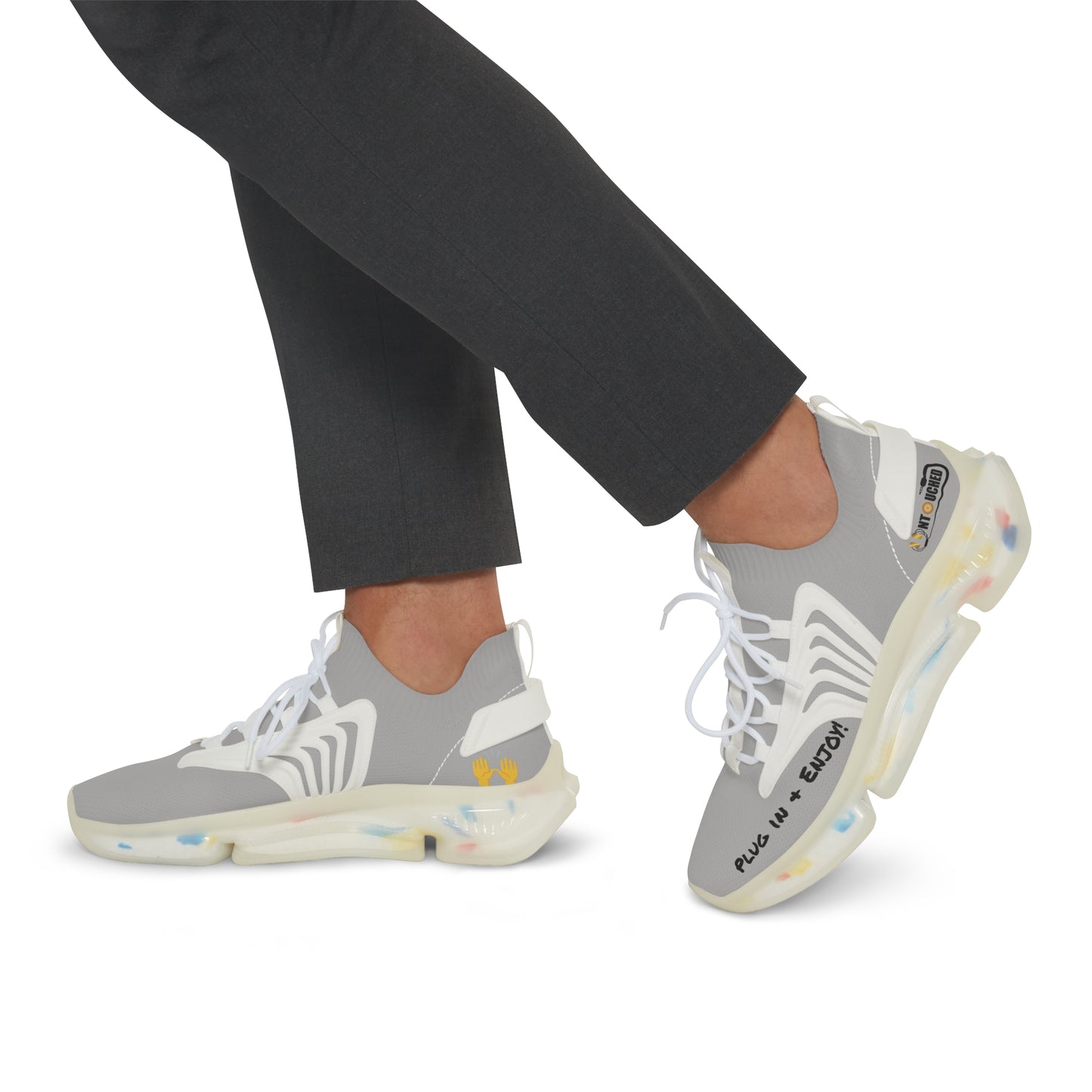 Grey UNTOUCHED Men's Mesh Sneakers 'That U Letter'
