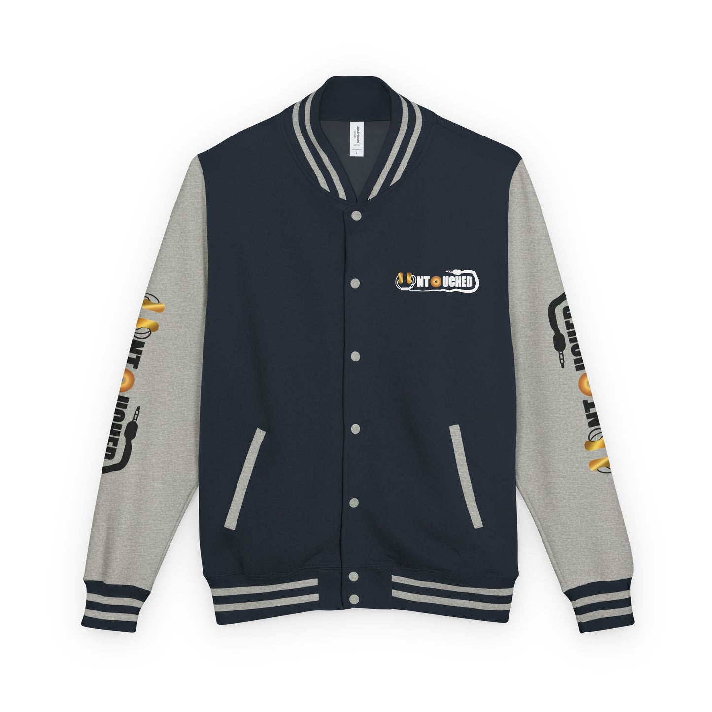 Stylish Unisex UNTOUCHED Letterman Jacket with QR Code Design