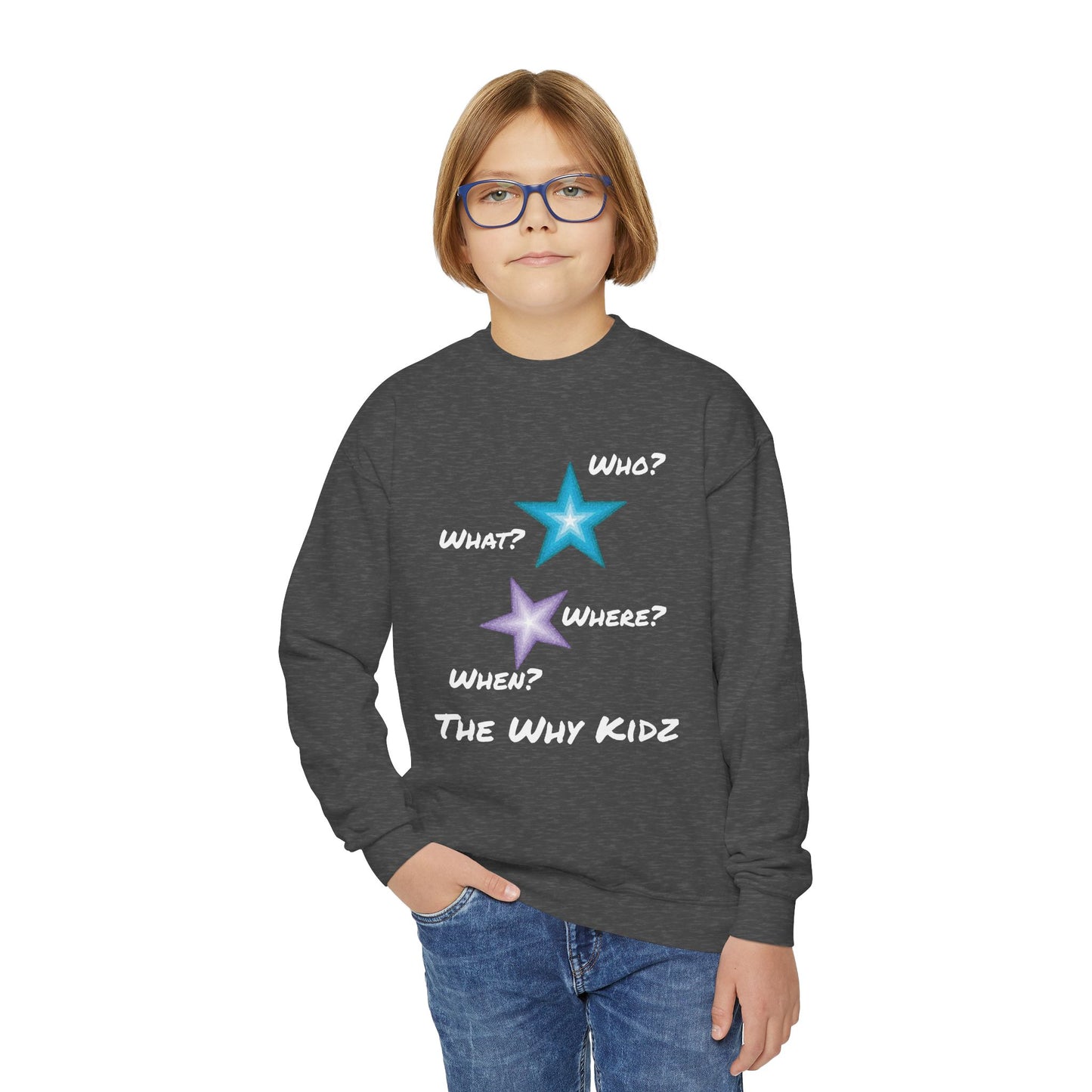 Youth Crewneck Sweatshirt - The Why Kidz Star and Untouched Design
