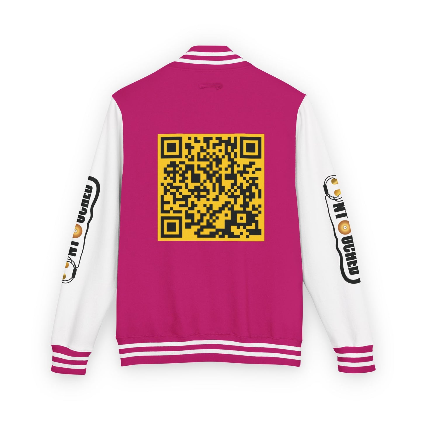 Stylish Unisex UNTOUCHED Letterman Jacket with QR Code Design