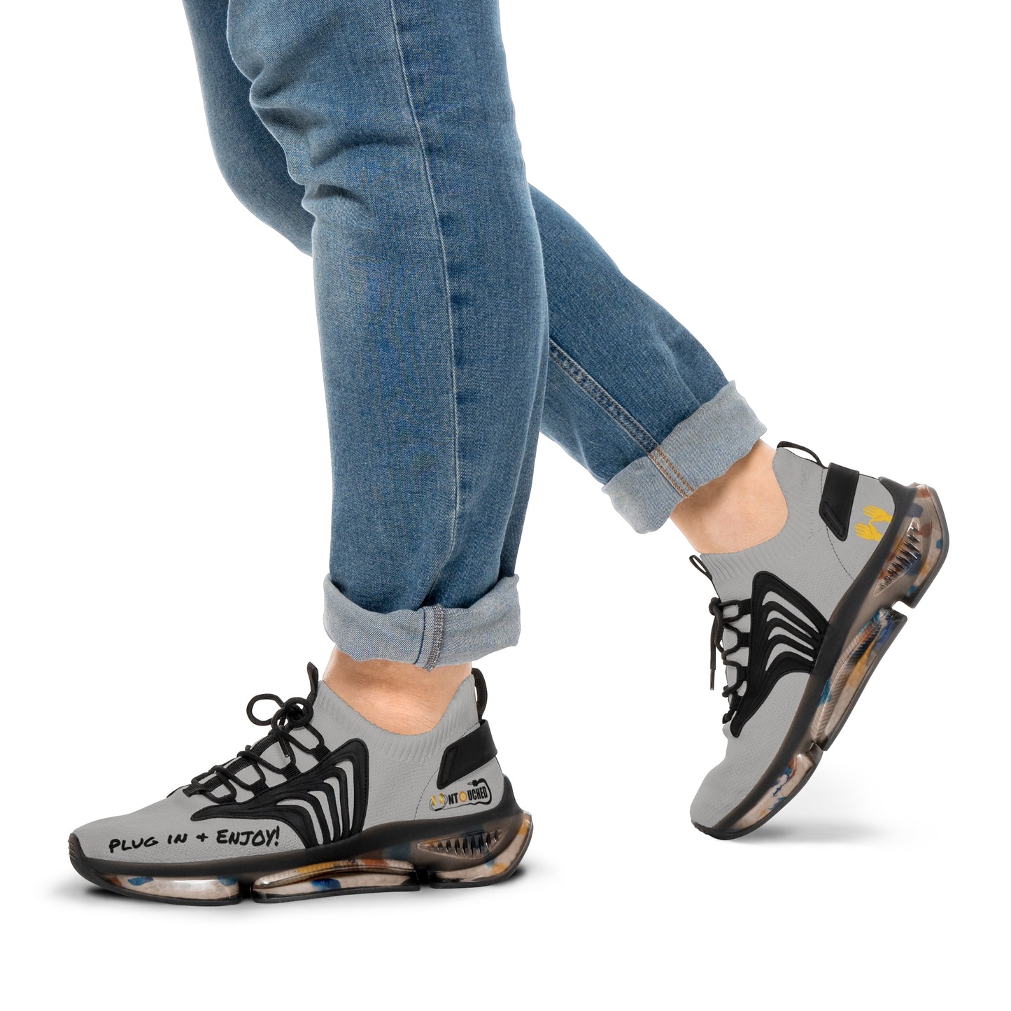 Grey UNTOUCHED Men's Mesh Sneakers 'That U Letter'