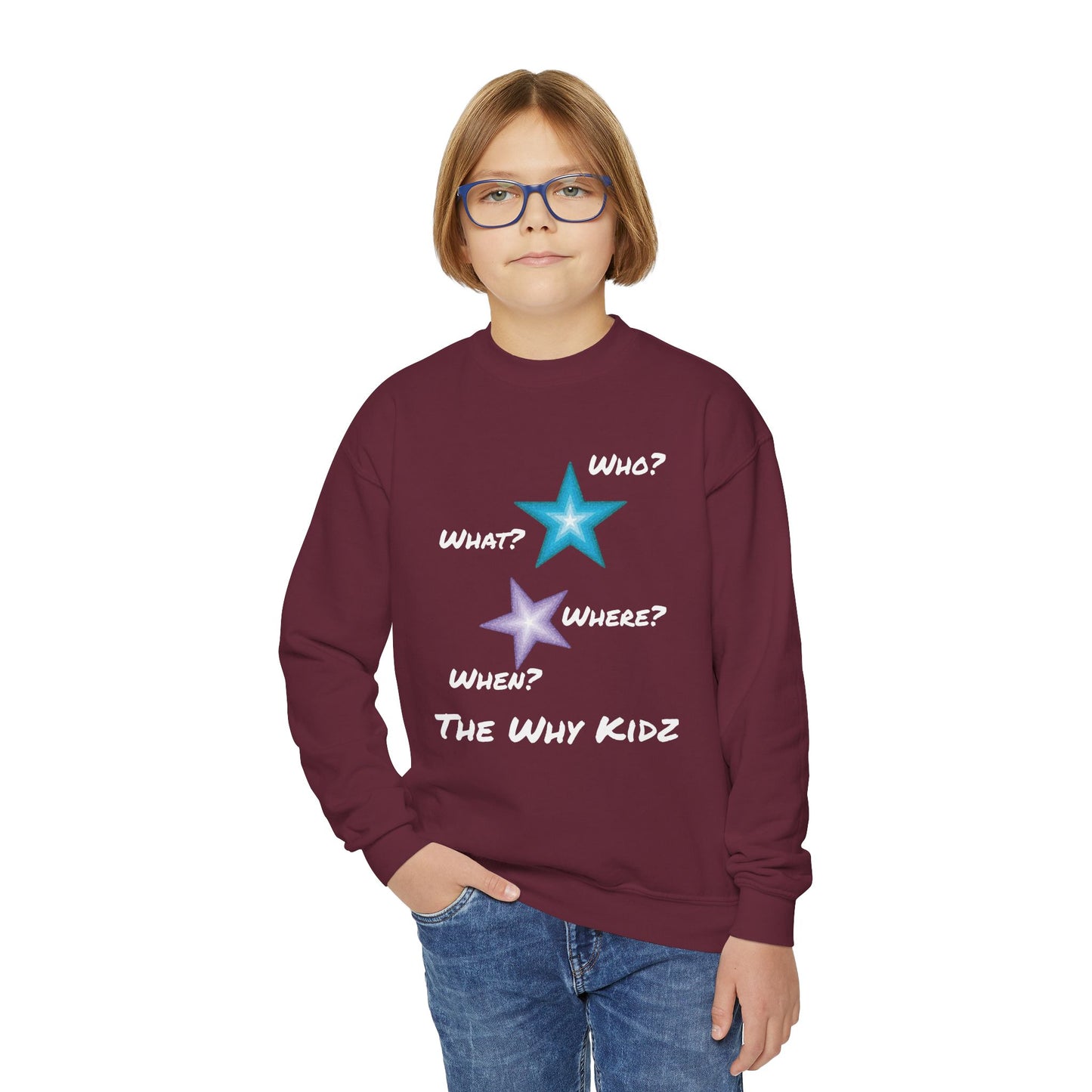 Youth Crewneck Sweatshirt - The Why Kidz Star and Untouched Design