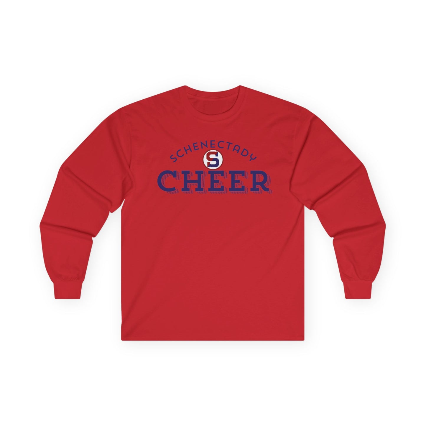 Schenectady Patriots Cheer Long Sleeve Tee, Unisex Cotton Tee, Sports Spirit Shirt, Celebration Apparel