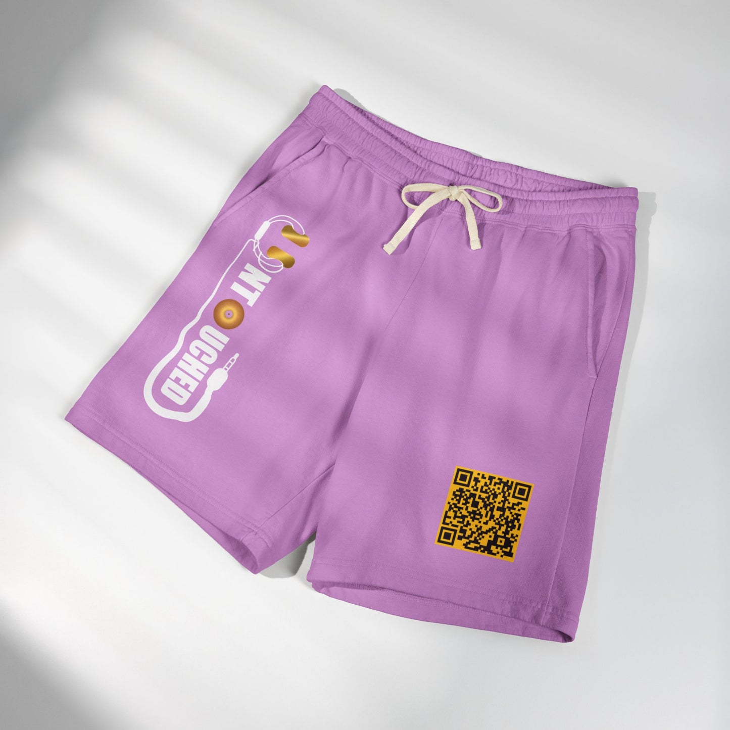 Lightweight Fleece Sweat Shorts with QR Code Accent