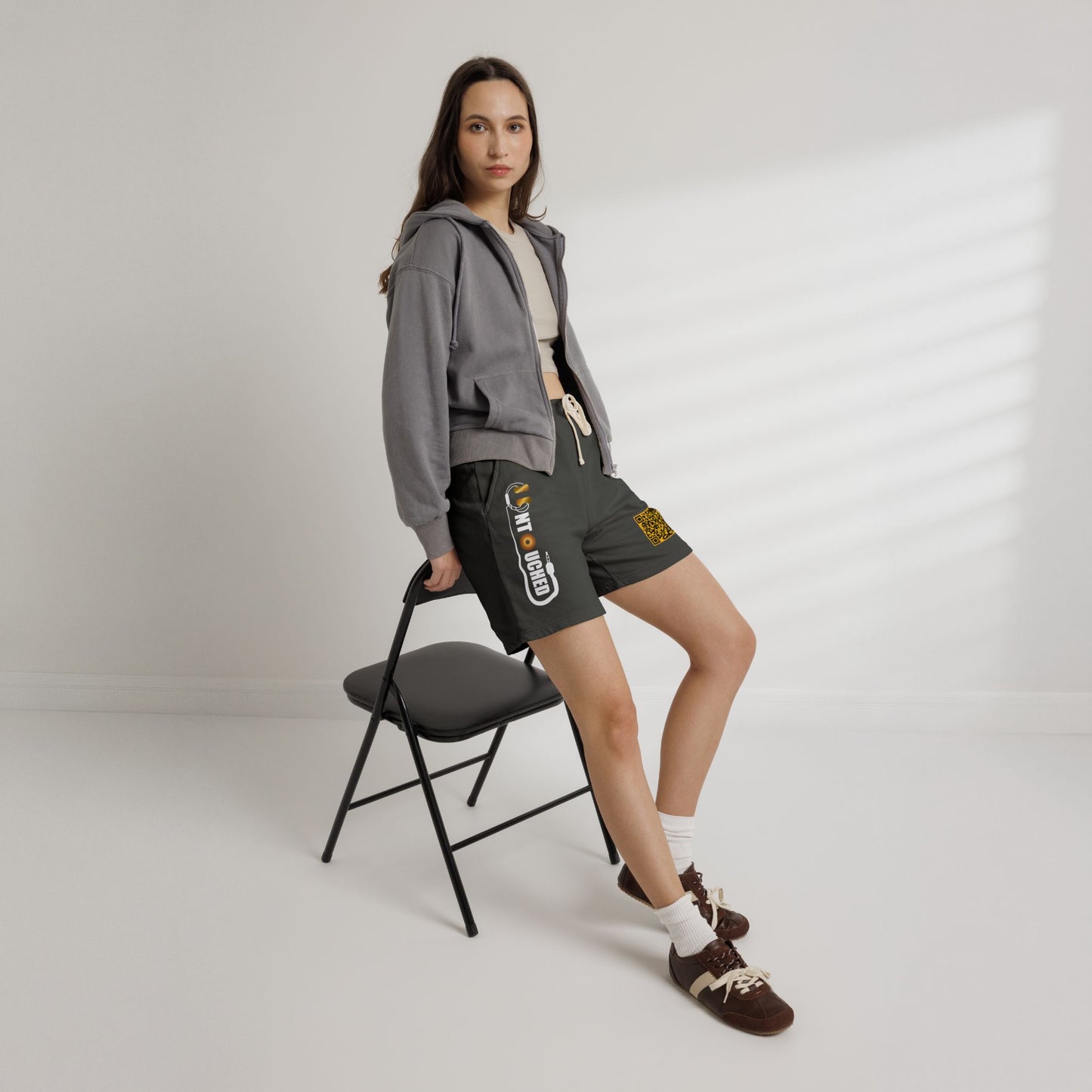 Lightweight Fleece Sweat Shorts with QR Code Accent