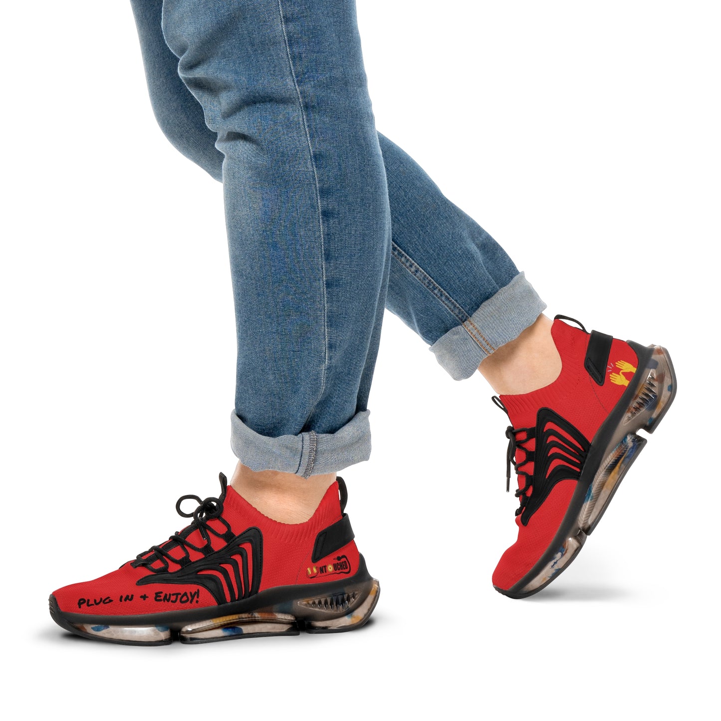 Red UNTOUCHED Men's Mesh Sneakers 'That U Letter'