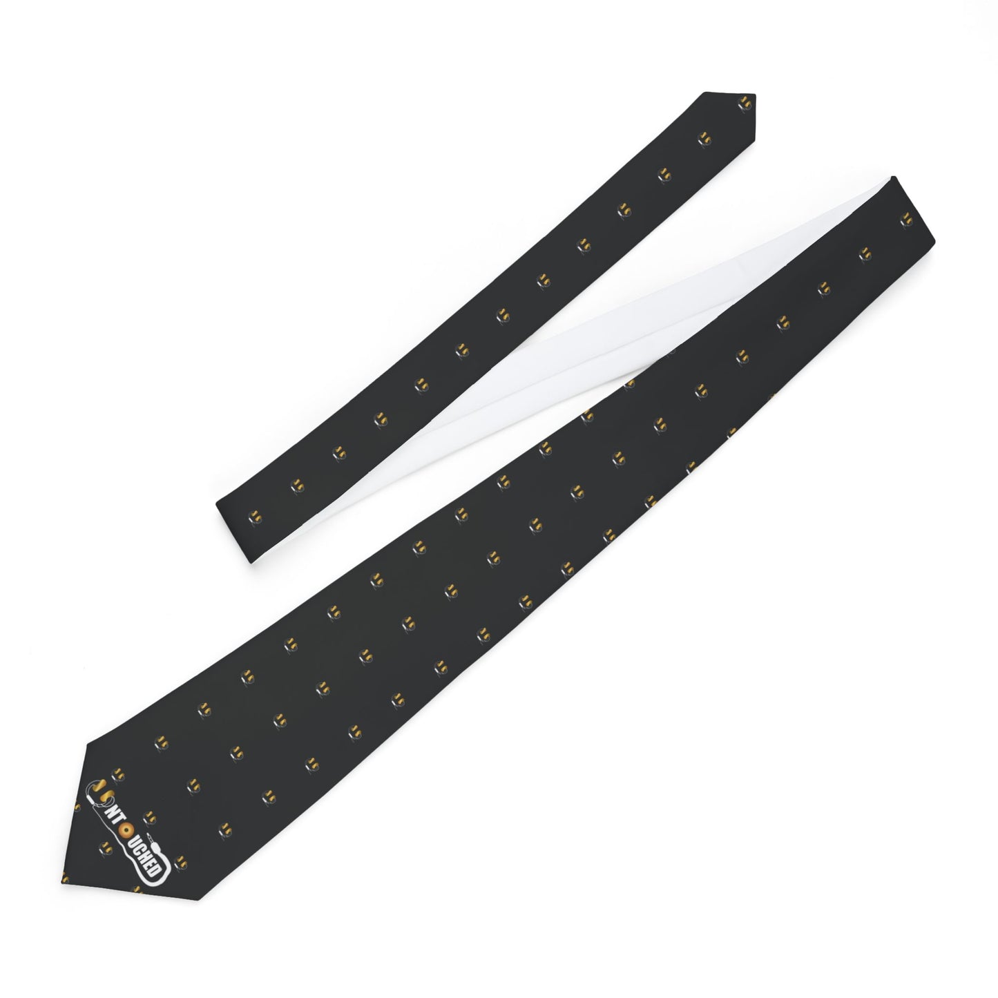Classic Black Necktie with Gold Crest Pattern — Subtle Formal Wear for Work & Events