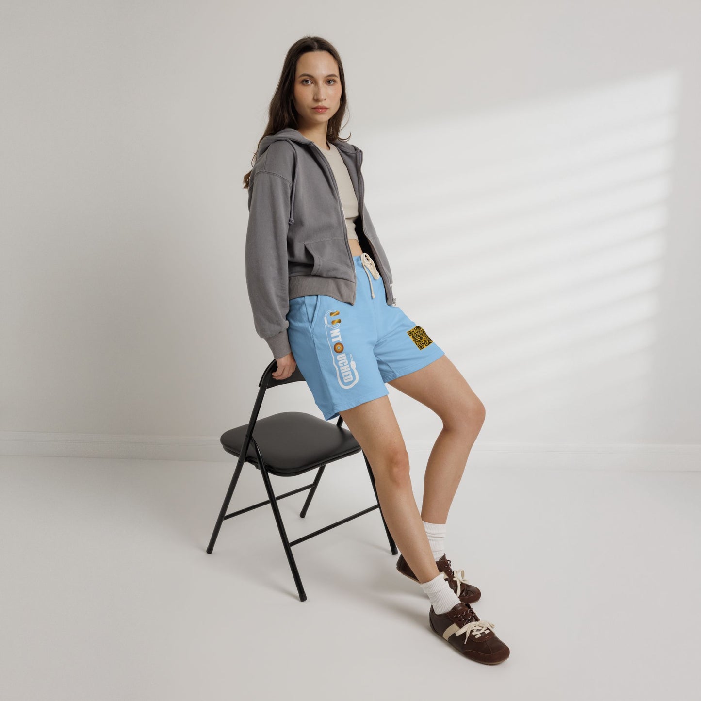 Lightweight Fleece Sweat Shorts with QR Code Accent