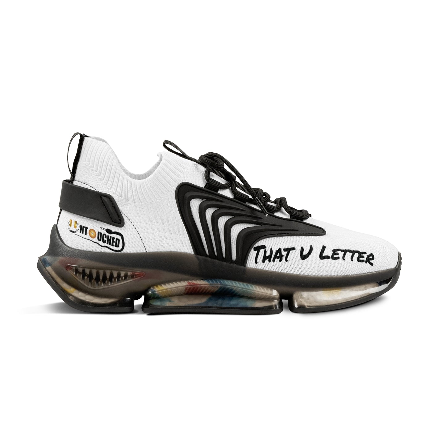 White UNTOUCHED Men's Mesh Sneakers 'That U Letter'