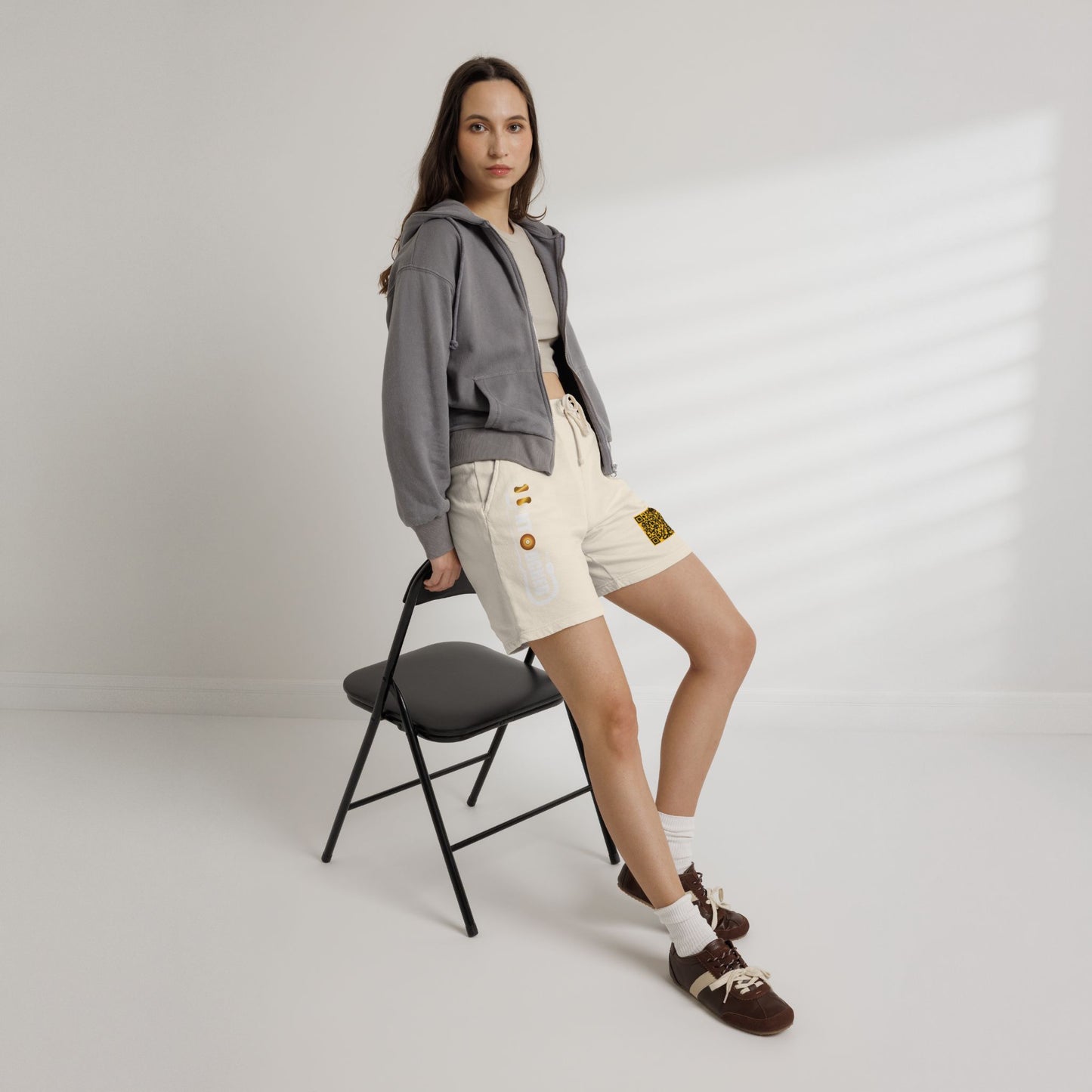 Lightweight Fleece Sweat Shorts with QR Code Accent