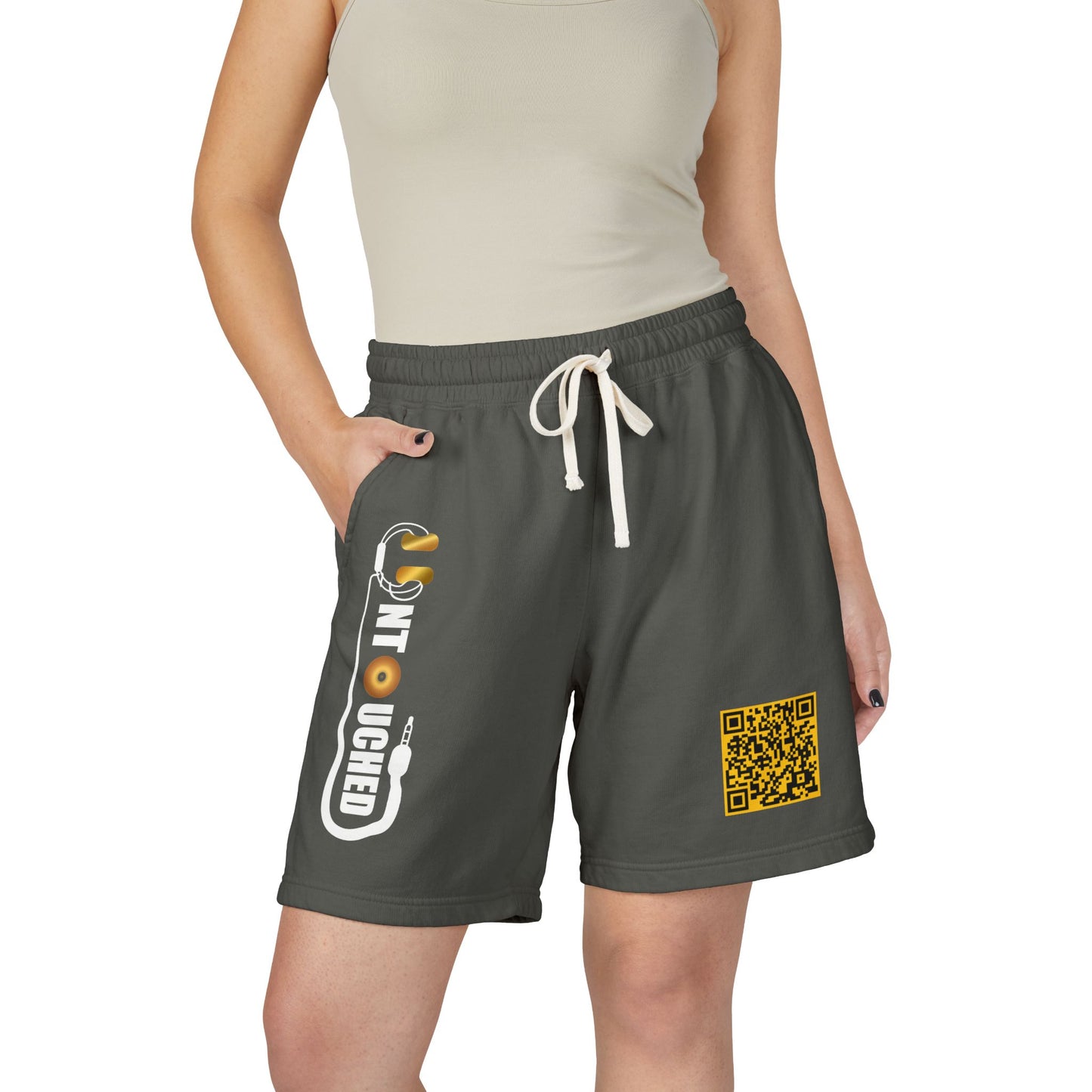 Lightweight Fleece Sweat Shorts with QR Code Accent