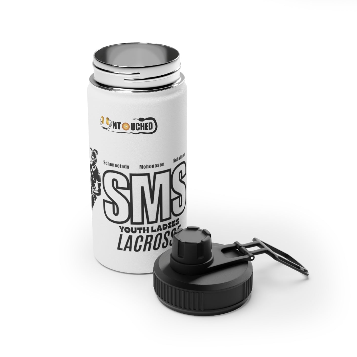 SMS Stainless Steel Water Bottle with Sports Lid - Youth Ladies Lacrosse
