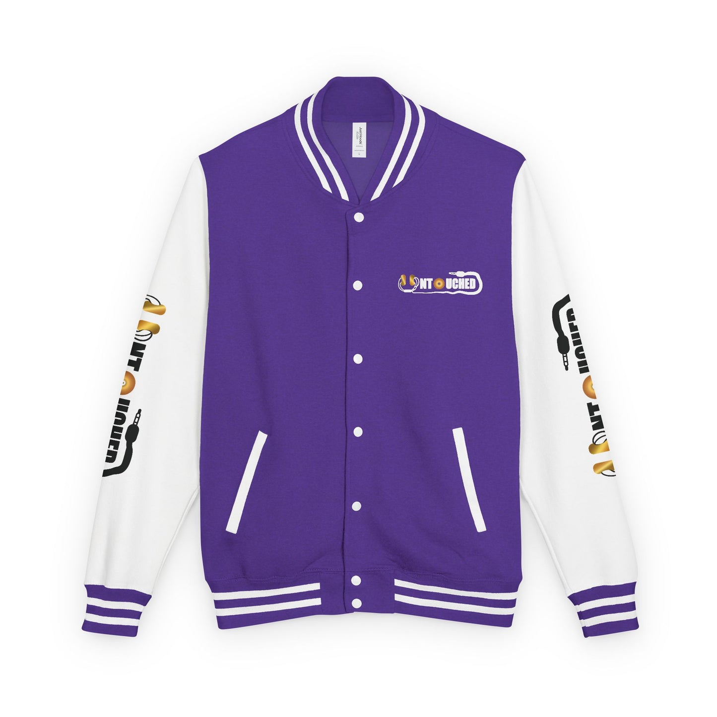 Stylish Unisex UNTOUCHED Letterman Jacket with QR Code Design
