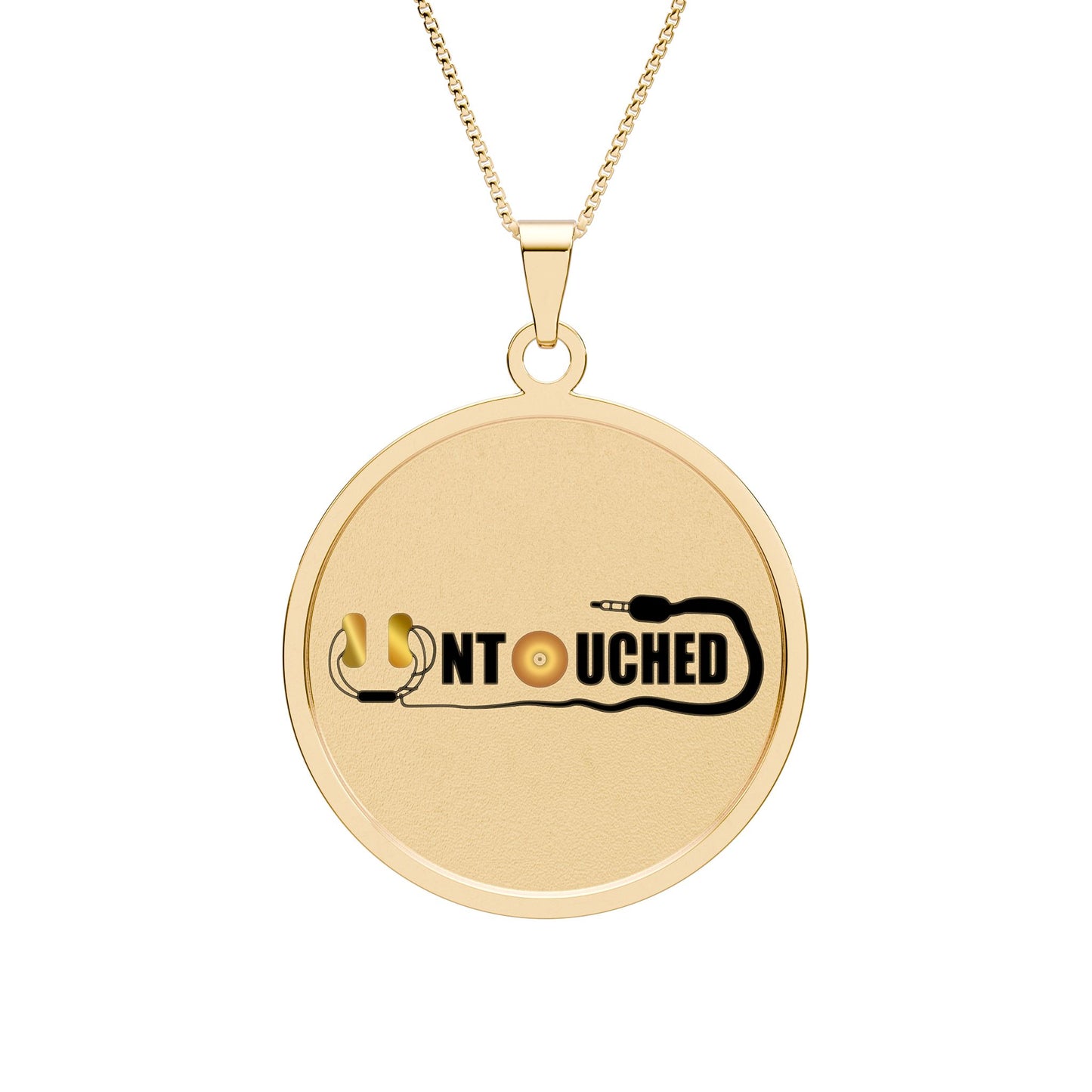 Round Photo Pendant Necklace — "Don't Touch" Statement Charm