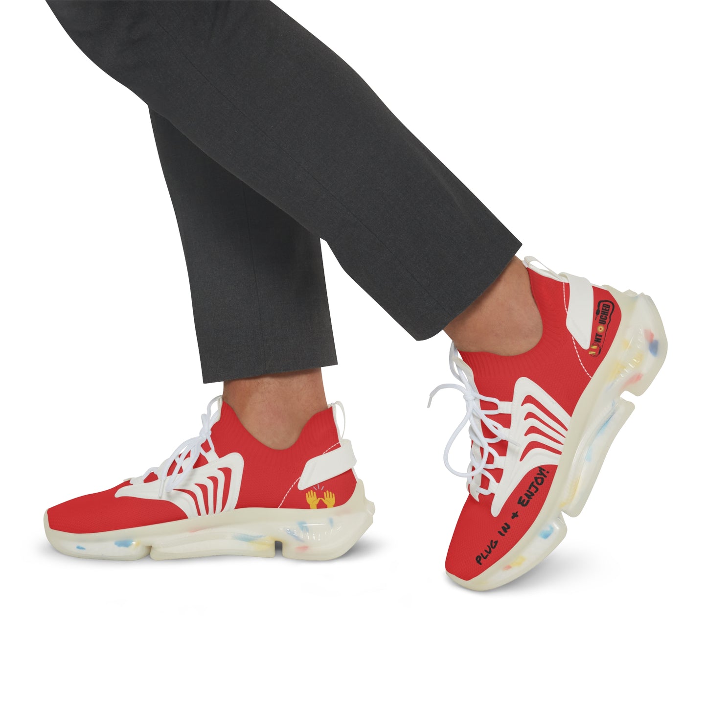Red UNTOUCHED Men's Mesh Sneakers 'That U Letter'