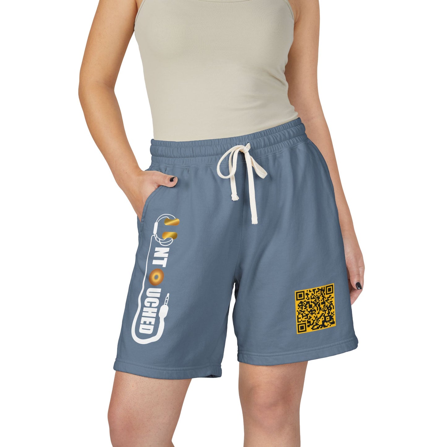 Lightweight Fleece Sweat Shorts with QR Code Accent