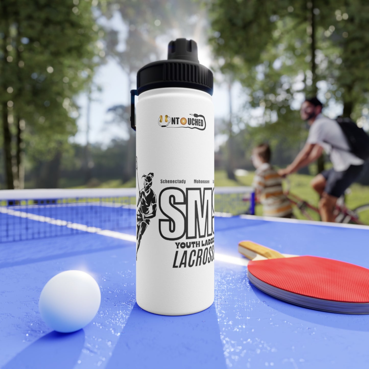 SMS Stainless Steel Water Bottle with Sports Lid - Youth Ladies Lacrosse