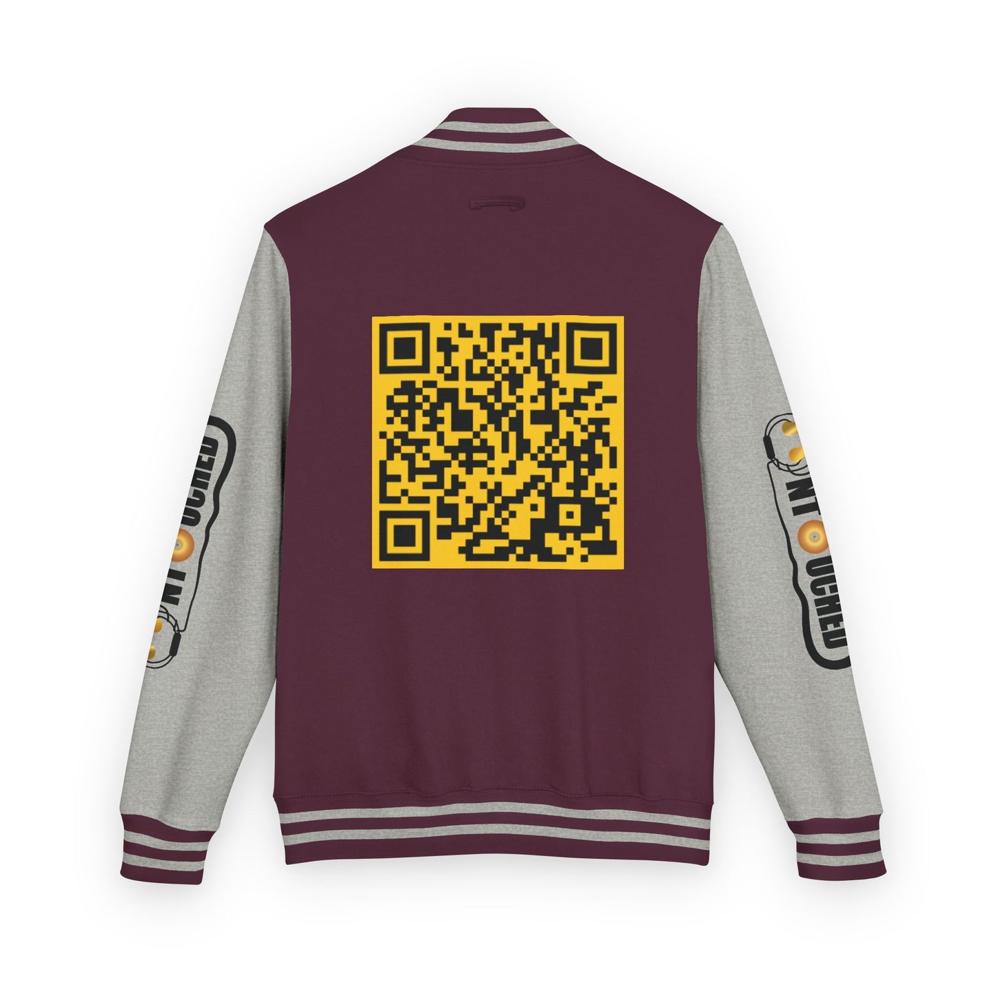 Stylish Unisex UNTOUCHED Letterman Jacket with QR Code Design
