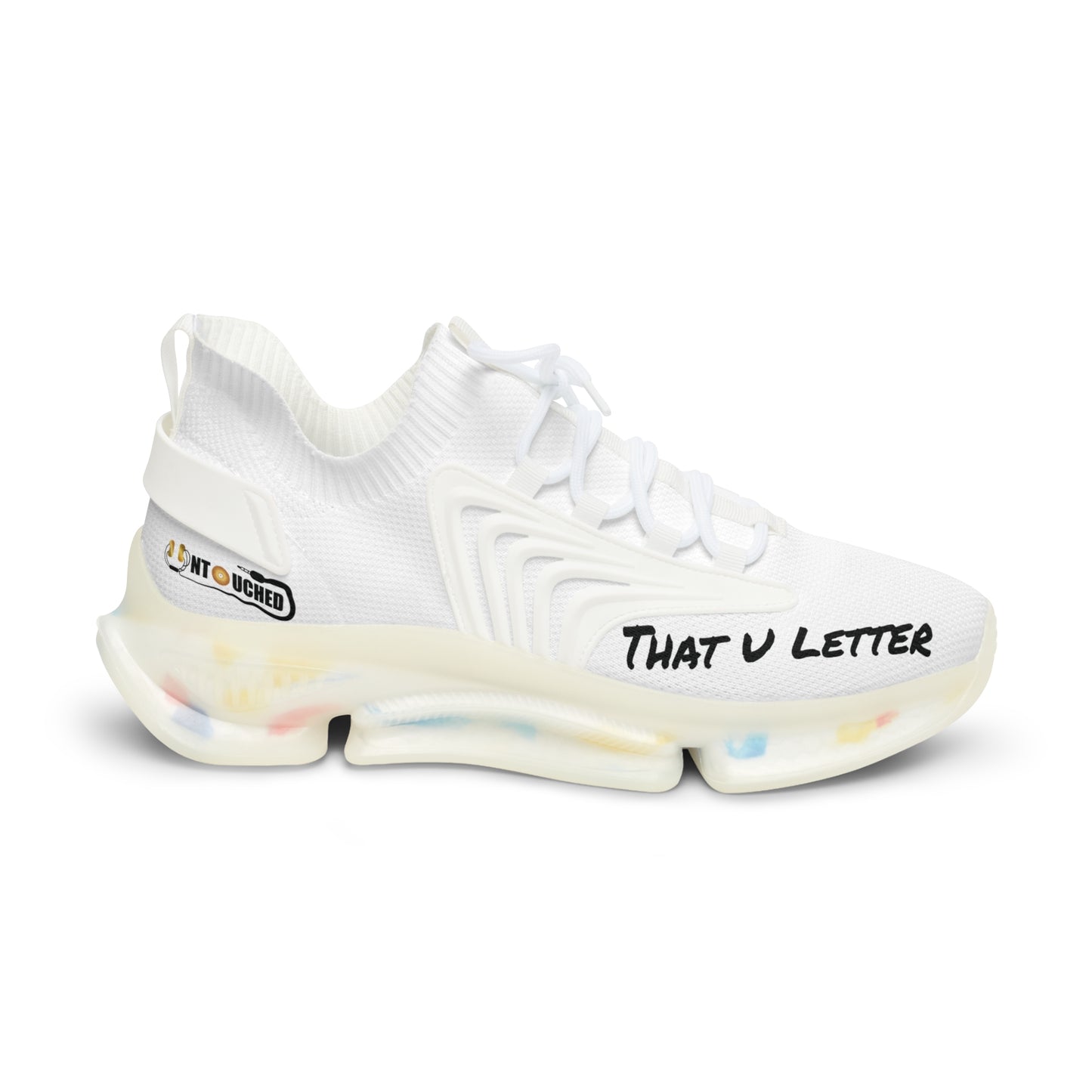 White UNTOUCHED Men's Mesh Sneakers 'That U Letter'