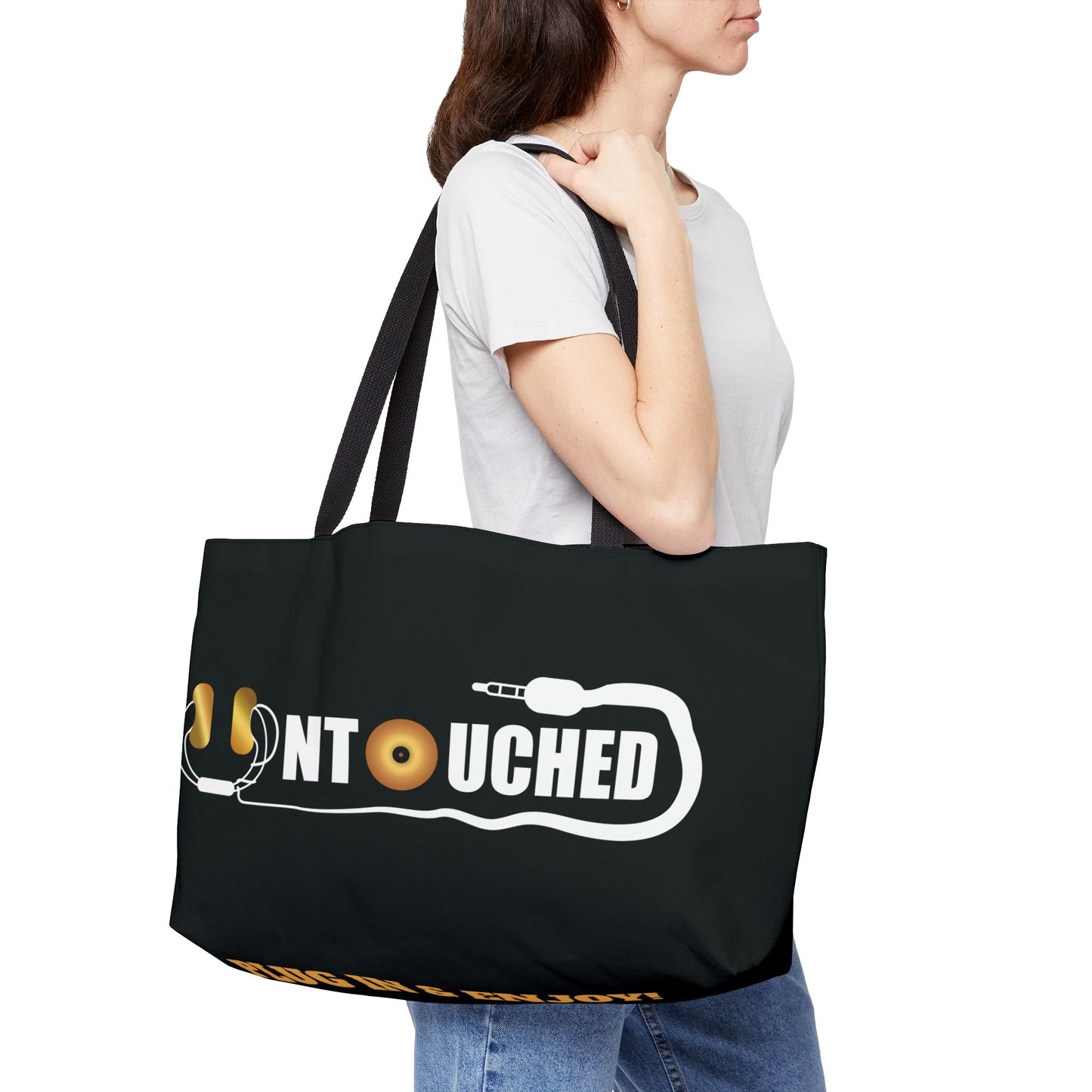 Weekender Tote Bag — 'Untouched' DJ Headphones Design with QR Code