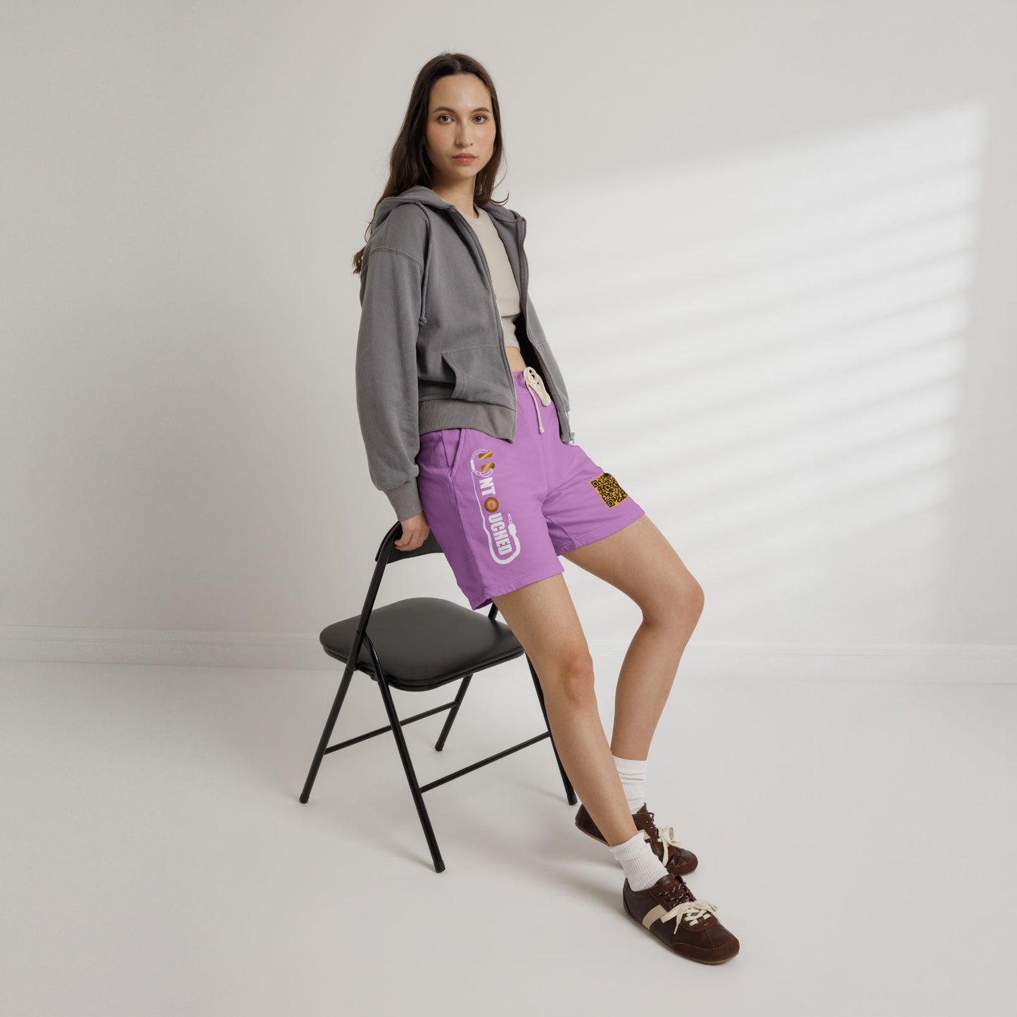 Lightweight Fleece Sweat Shorts with QR Code Accent