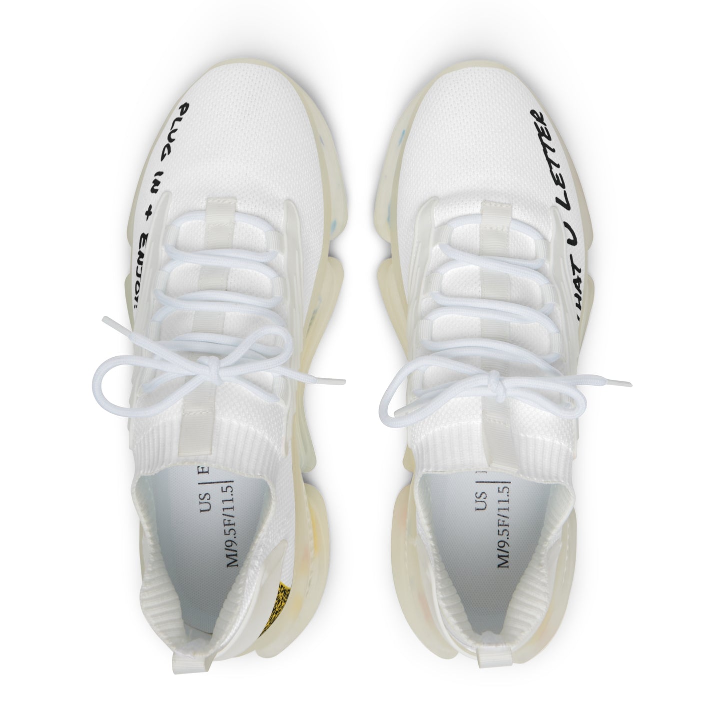 White UNTOUCHED Men's Mesh Sneakers 'That U Letter'