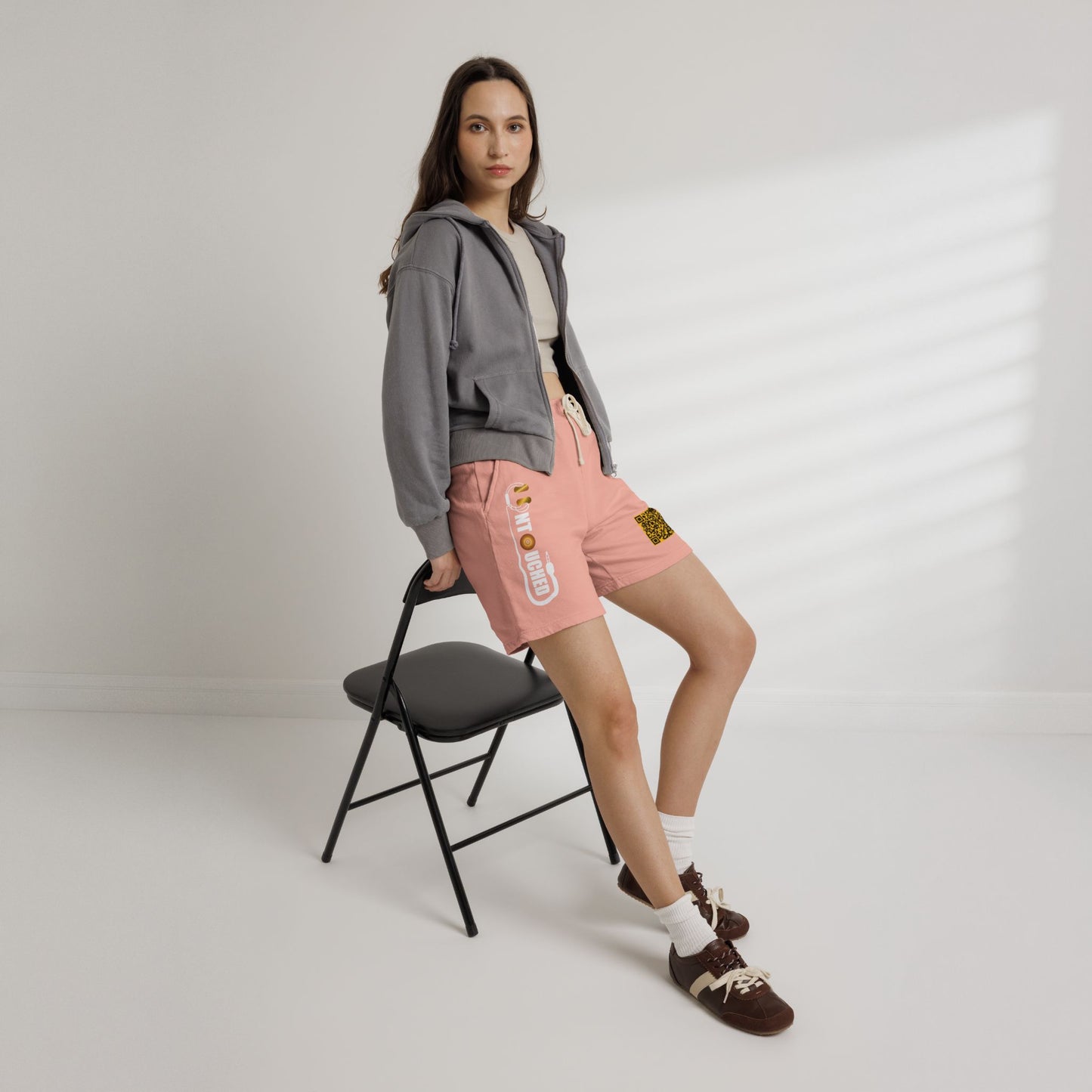 Lightweight Fleece Sweat Shorts with QR Code Accent