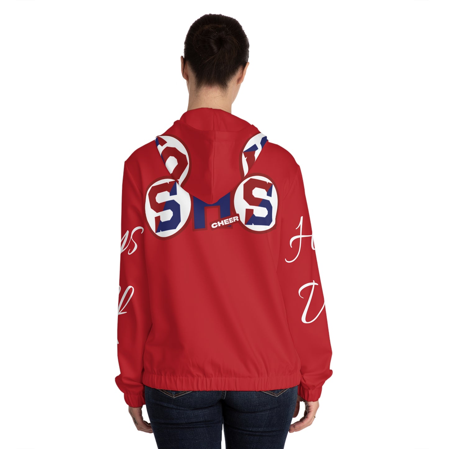 Schenectady Patriots Cheer Spirit Women's Full-Zip Hoodie, Cheerleader Jacket, School Spirit Wear, Team Apparel, Personalized Sports Hoodie