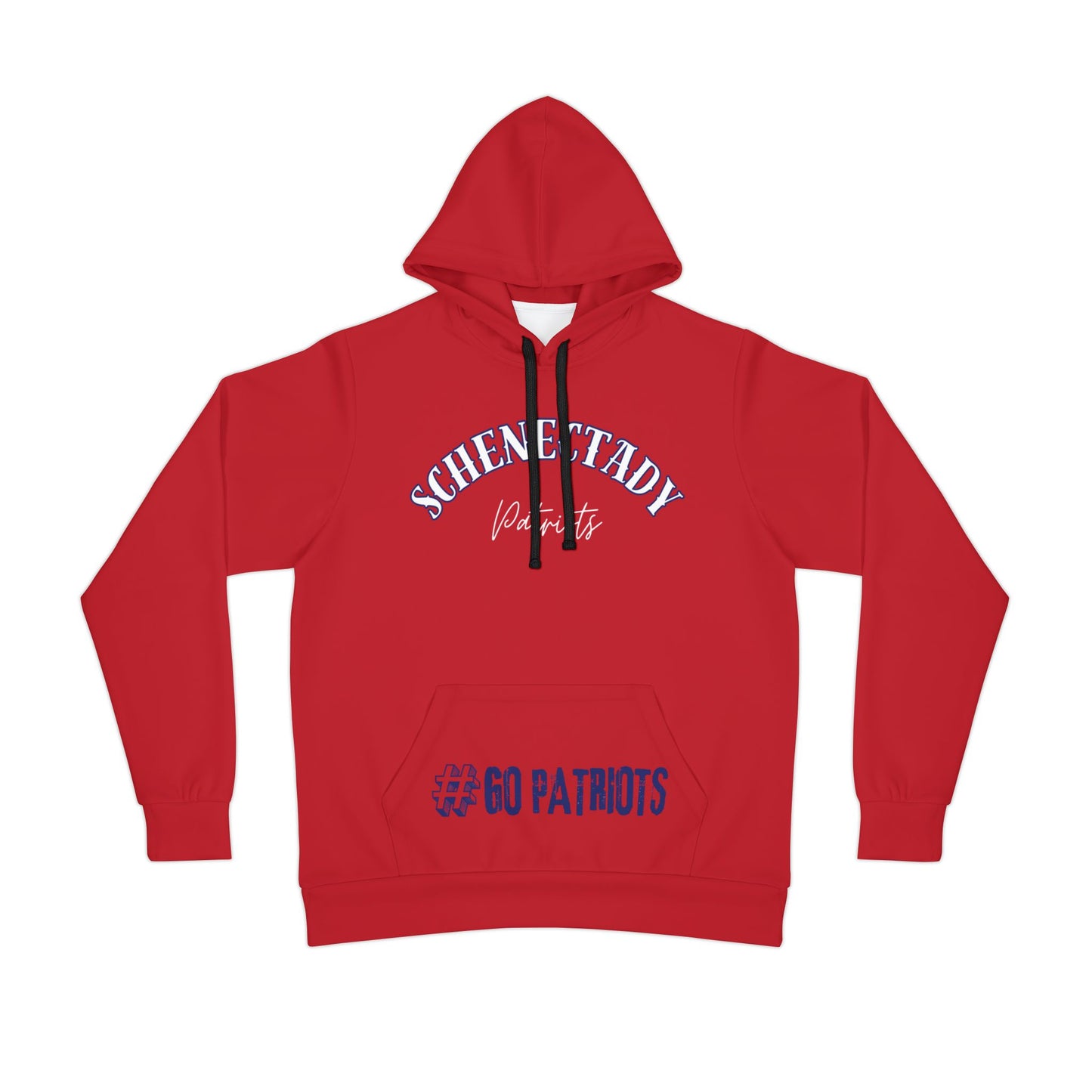 Schenectady Patriots Varsity Athletic Hoodie, Casual Red Hoodie, Sporty Sweatshirt, Team Spirit Hoodie, Gifts for Sports Fans, Comfortable Hoodie