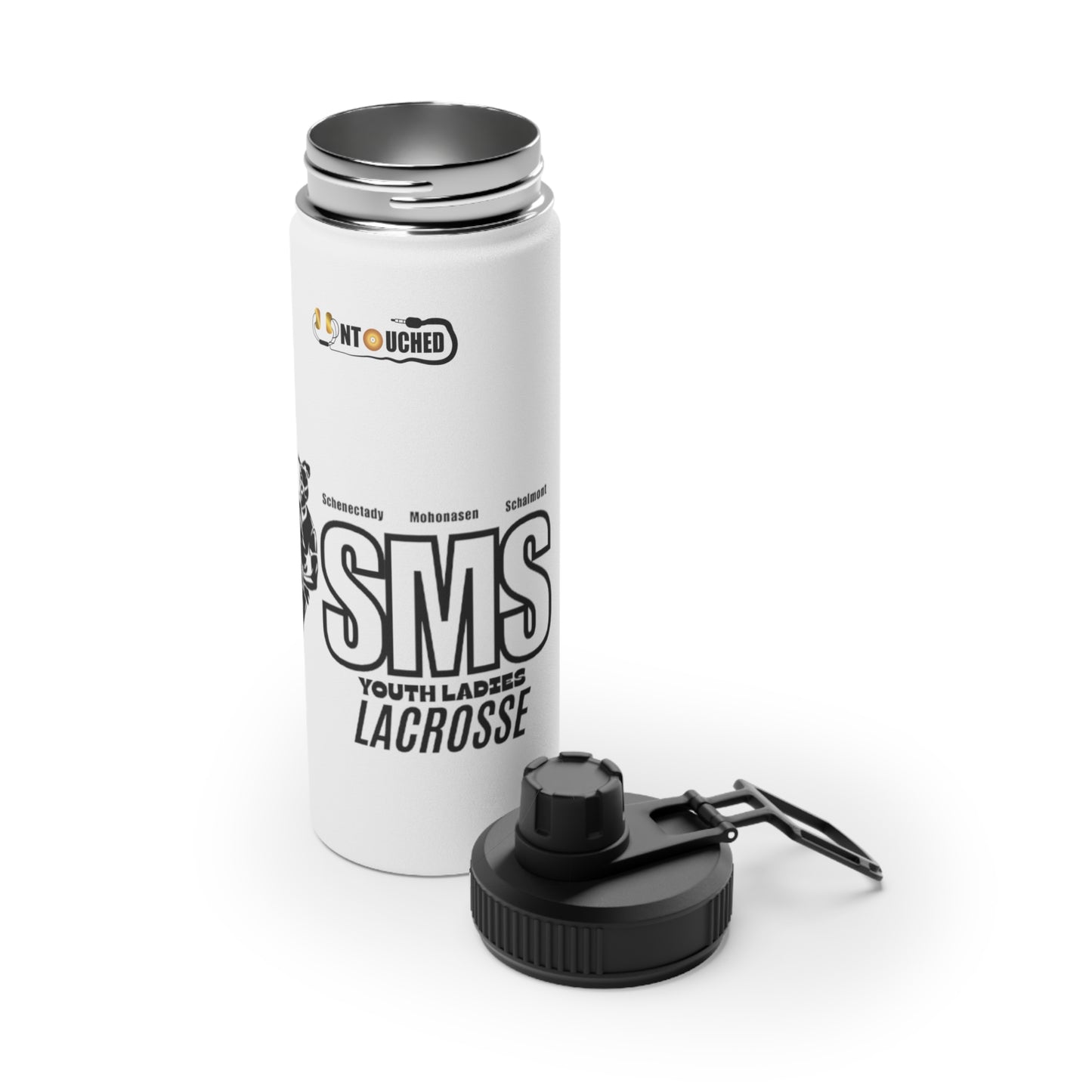 SMS Stainless Steel Water Bottle with Sports Lid - Youth Ladies Lacrosse